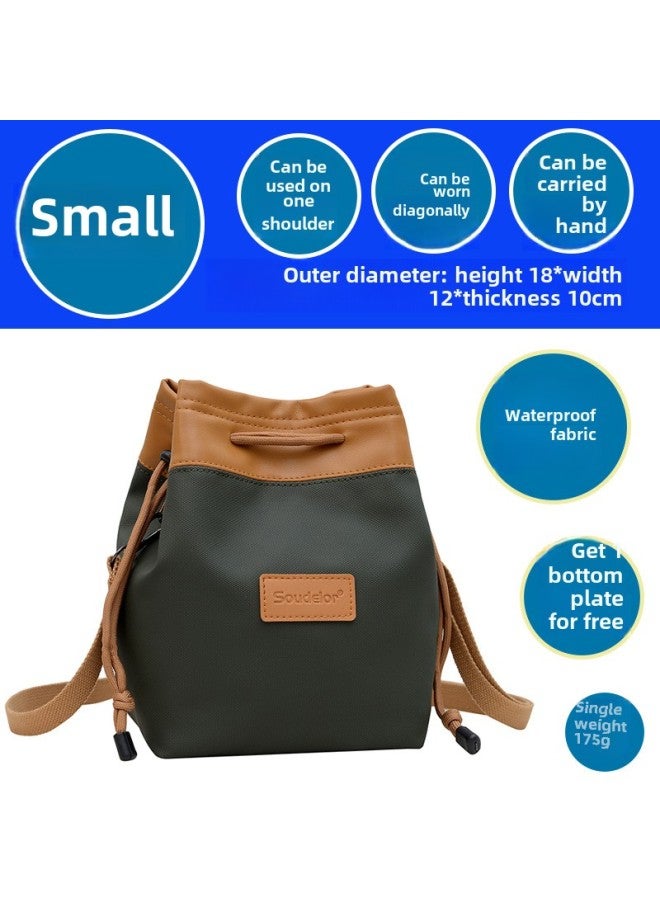 Sudiro Leather Film Liner Single Shoulder Diagonal Portable Waterproof Micro Single SLR Camera Drawstring Storage Bag-Color:[small Size] Green  - Image 1