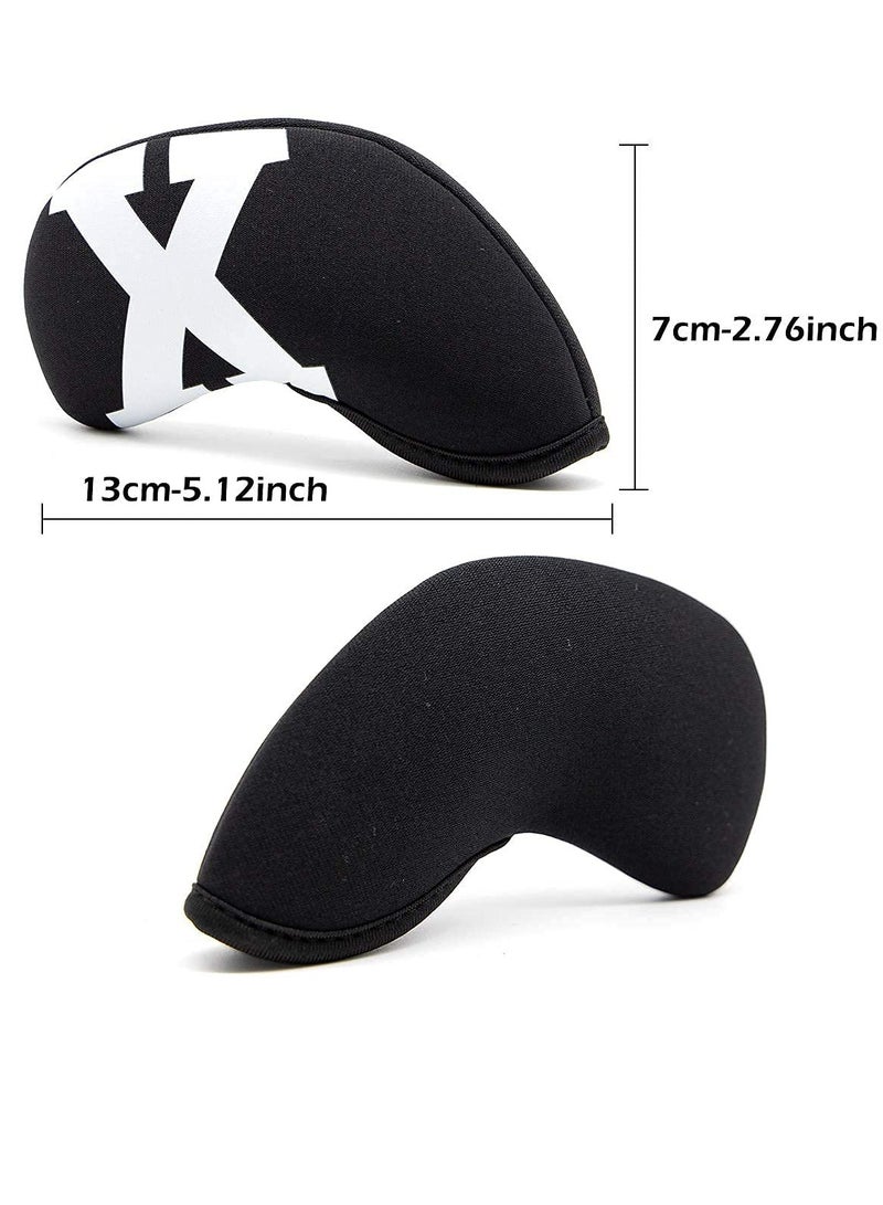 SOLARAE 10-Piece Golf Club Head Cover Set for Wedges and Irons - Soft, Durable, Waterproof Protection for Callaway, Ping, Taylormade, Cobra, Mizuno (Black with Large White Numbers) - Image 5