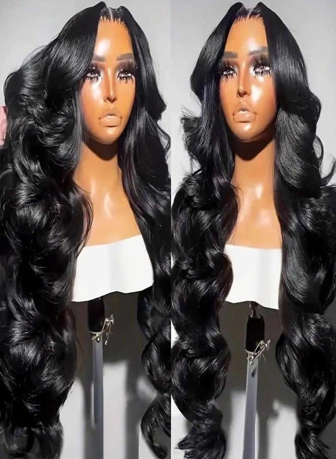 ANDRIA Glueless Wig Pre Plucked HD Lace frontal Wig for Black Women 13x4 Black Body Wave Lace front Wigs Synthetic Lace Front Wig With Baby Hair Loose Wave colored Wigs for Women Daliy Party Use - Image 3