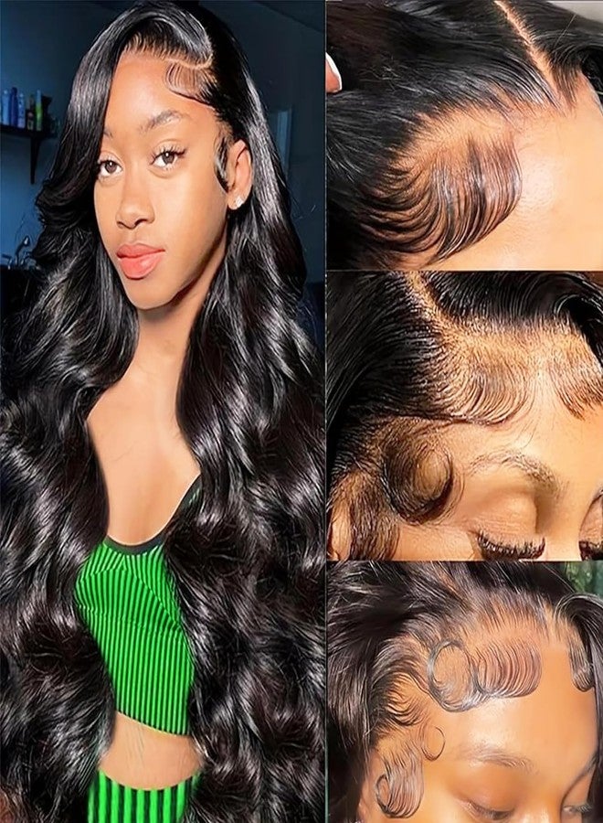 ANDRIA Glueless Wig Pre Plucked HD Lace frontal Wig for Black Women 13x4 Black Body Wave Lace front Wigs Synthetic Lace Front Wig With Baby Hair Loose Wave colored Wigs for Women Daliy Party Use - Image 1