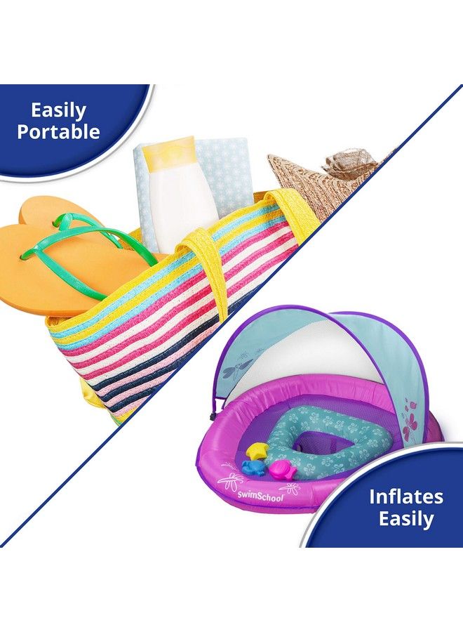 SwimSchool Deluxe Baby Pool Float With Adjustable Canopy  6 24 Months  Baby Swim Float With Splash & Play Activity Center Safety Seat Pink/Aqua  - Image 5