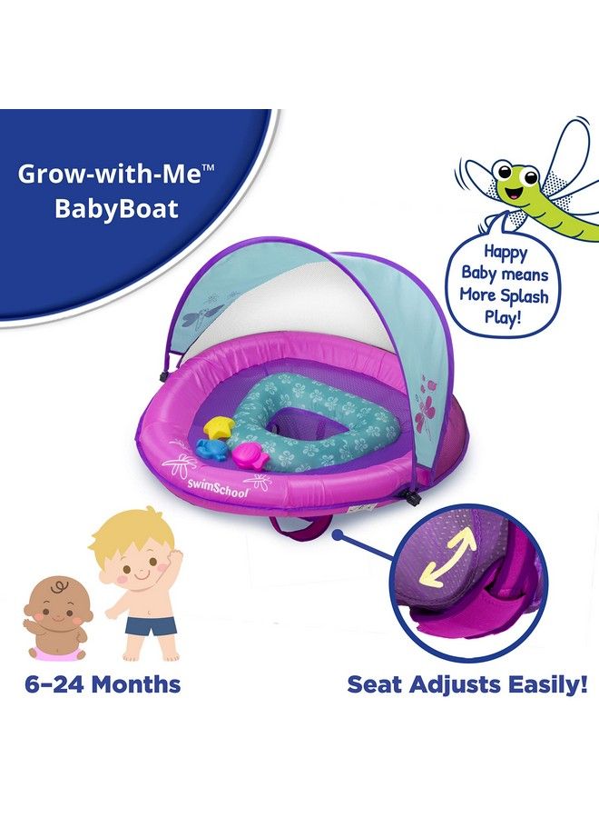SwimSchool Deluxe Baby Pool Float With Adjustable Canopy  6 24 Months  Baby Swim Float With Splash & Play Activity Center Safety Seat Pink/Aqua  - Image 3