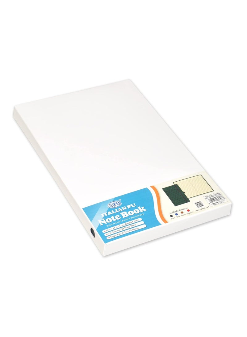 FIS® Executive Notebook, Size 13x21CM, 96 Sheets Single Line With Elastic PU Window Green Design 5 -FSNBEX13X21GRD5 - Image 3