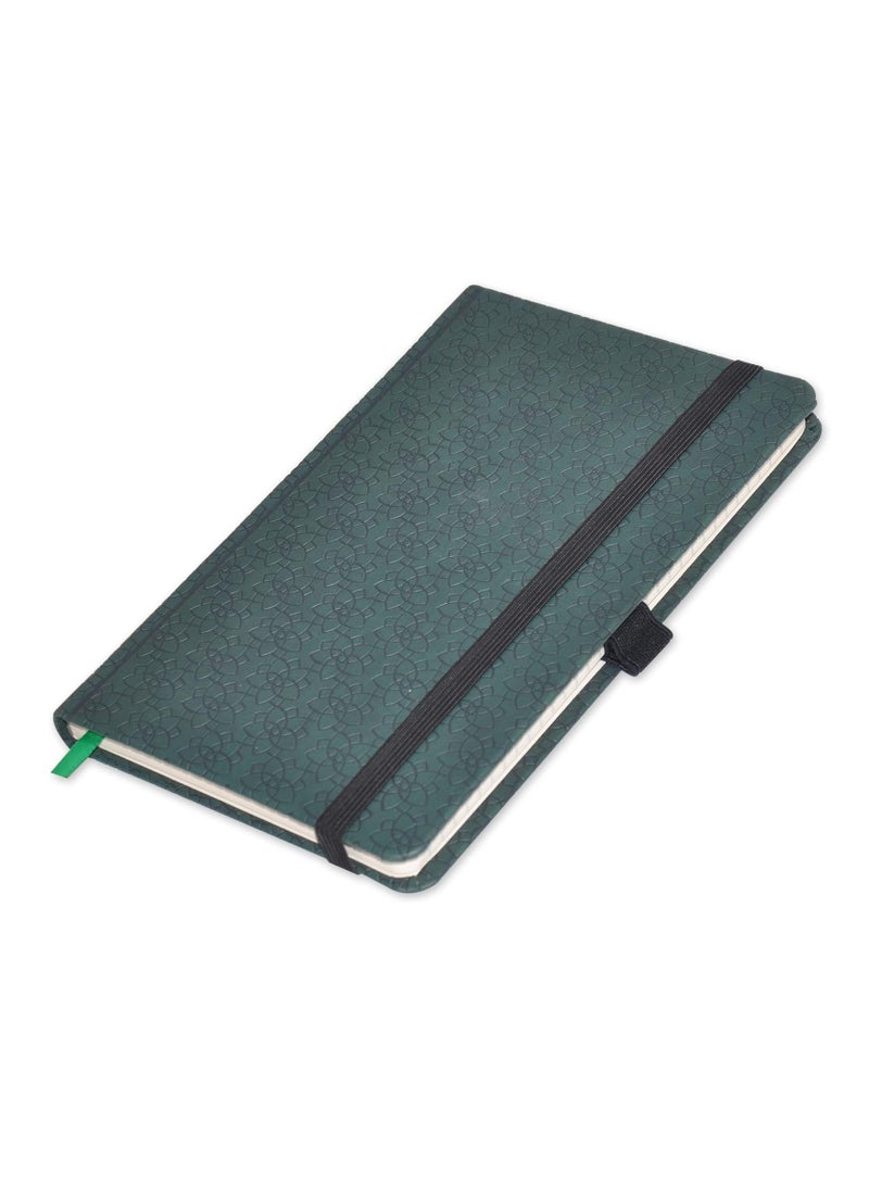 FIS® Executive Notebook, Size 13x21CM, 96 Sheets Single Line With Elastic PU Window Green Design 5 -FSNBEX13X21GRD5 - Image 1