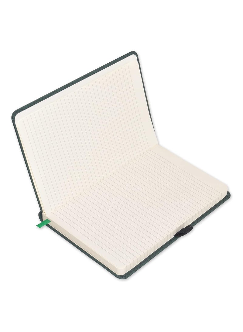 FIS® Executive Notebook, Size 13x21CM, 96 Sheets Single Line With Elastic PU Window Green Design 5 -FSNBEX13X21GRD5 - Image 2