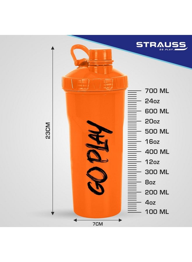 STRAUSS Aqua Shaker Bottle | 100% BPA- Free | Leakproof Shaker for Protein Shake | Ideal Pre- Post Workout Shake| Blender Bottle for Smoothies & Shakes | Ideal for Both Men and Women | 700ml,(Orange) - Image 4