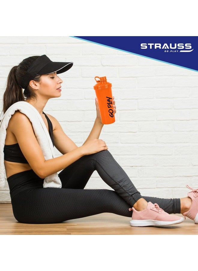 STRAUSS Aqua Shaker Bottle | 100% BPA- Free | Leakproof Shaker for Protein Shake | Ideal Pre- Post Workout Shake| Blender Bottle for Smoothies & Shakes | Ideal for Both Men and Women | 700ml,(Orange) - Image 5
