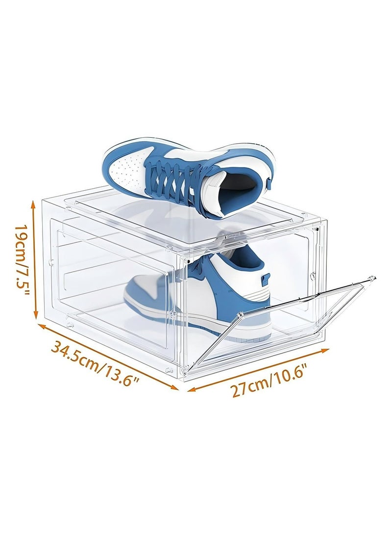 DURKU Shoe Rack Storage Boxes: 6-Piece Clear Plastic Stackable Shoe Organizer with Lids | Space Saving Design for Closet/Bedroom, Dustproof Containers (34.5x27x19cm) Women/Men - Image 2