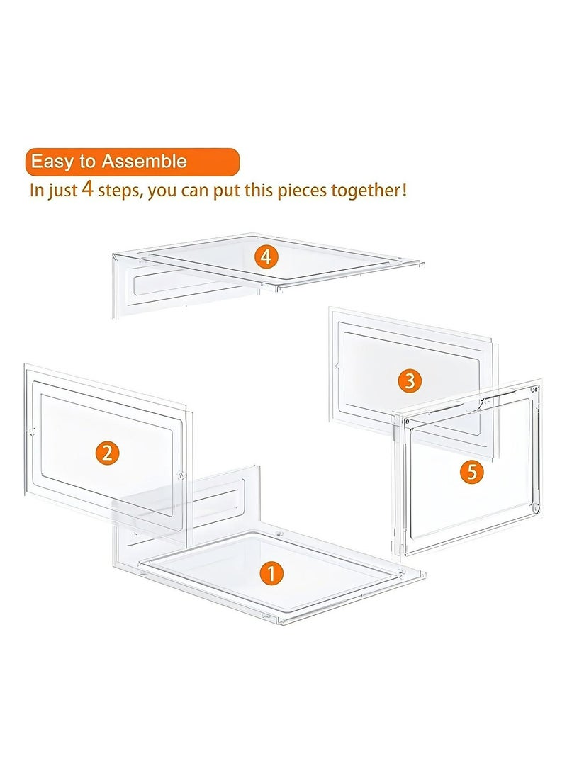 DURKU Shoe Rack Storage Boxes: 6-Piece Clear Plastic Stackable Shoe Organizer with Lids | Space Saving Design for Closet/Bedroom, Dustproof Containers (34.5x27x19cm) Women/Men - Image 5