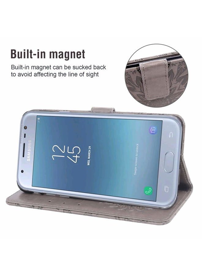 Asuwish Phone Case for Samsung Galaxy J3 Luna Pro J 3 Prime 2017 Emerge 3J Eclipse Mission Wallet Cases with Tempered Glass Screen Protector and Leather Flip Cover Card Holder Stand Cell Glaxay S327VL Gray - Image 4