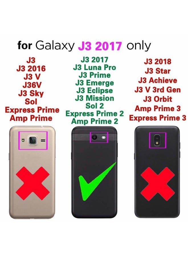 Asuwish Phone Case for Samsung Galaxy J3 Luna Pro J 3 Prime 2017 Emerge 3J Eclipse Mission Wallet Cases with Tempered Glass Screen Protector and Leather Flip Cover Card Holder Stand Cell Glaxay S327VL Gray - Image 2