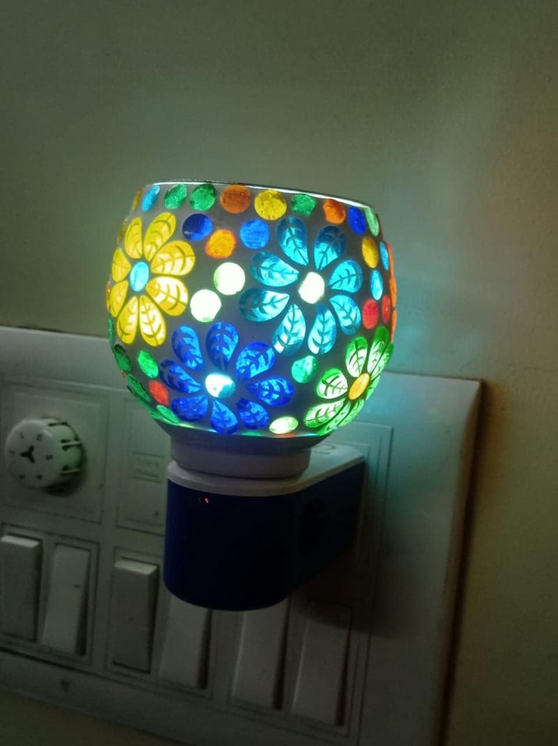 SHREE HANS CREATION | Kapur Dani Electrical Camphor Diffuser. Glass Kapoor Dhani & Essential Oil Diffuser with On Off Switch to Toggle Between Burner & Lamp (Flower Leaf & Goti) - Image 5