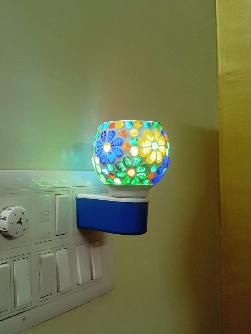 SHREE HANS CREATION | Kapur Dani Electrical Camphor Diffuser. Glass Kapoor Dhani & Essential Oil Diffuser with On Off Switch to Toggle Between Burner & Lamp (Flower Leaf & Goti) - Image 4