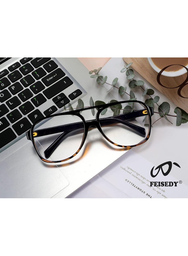 FEISEDY FEISEDY 70s Pilot Glasses Frame Blue Light Blocking Glasses Oversized Square Computer Glasses Women Men B2888  - Image 5