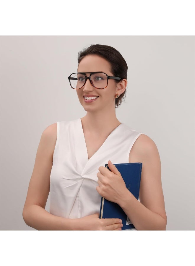FEISEDY FEISEDY 70s Pilot Glasses Frame Blue Light Blocking Glasses Oversized Square Computer Glasses Women Men B2888  - Image 3