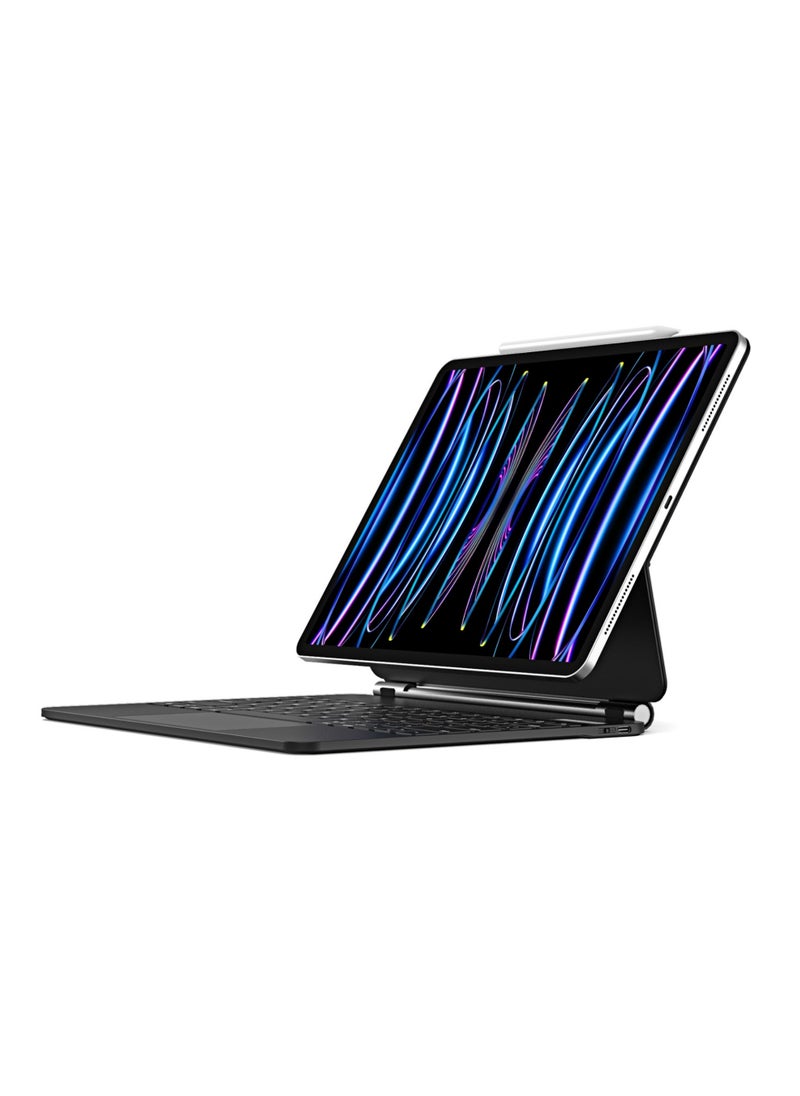 INFINYTY Magnetic Keyboard/ Folio Case for iPad Air 13"(2024), iPad Pro 12.9"(2020/2021/2022)  – Cipher-II (Black), Floating Cantilever Design, Smart Keyboard with English & Arabic Keys, Backlit Keys, Multi-Touch  - Image 2