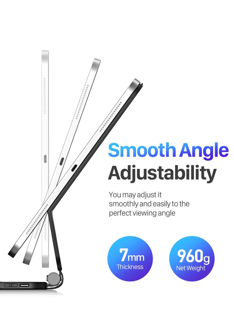 INFINYTY Magnetic Keyboard/ Folio Case for iPad Air 13"(2024), iPad Pro 12.9"(2020/2021/2022)  – Cipher-II (Black), Floating Cantilever Design, Smart Keyboard with English & Arabic Keys, Backlit Keys, Multi-Touch - Image 3