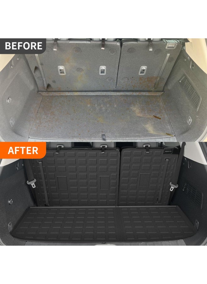 powoq Cargo Mat Compatible with 2022 2023 2024 Nissan Pathfinder Trunk Mat with Backrest Mat TPE Cargo Liner Replacement for 2022 2023 2024 Nissan Pathfinder Accessories(Trunk Mat with Backrest Mat)