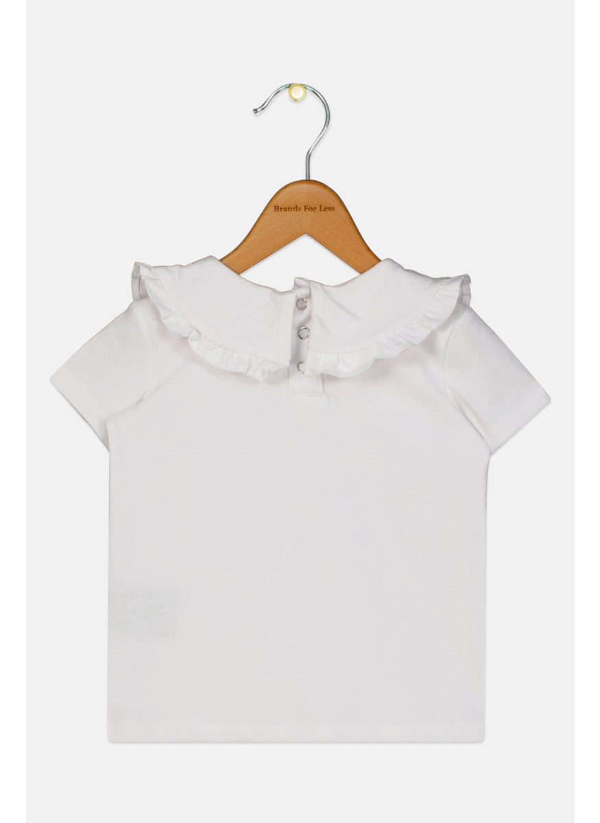 TRUSSARDI Toddlers Girl Short Sleeve Embroidered Top, White  - Image 2