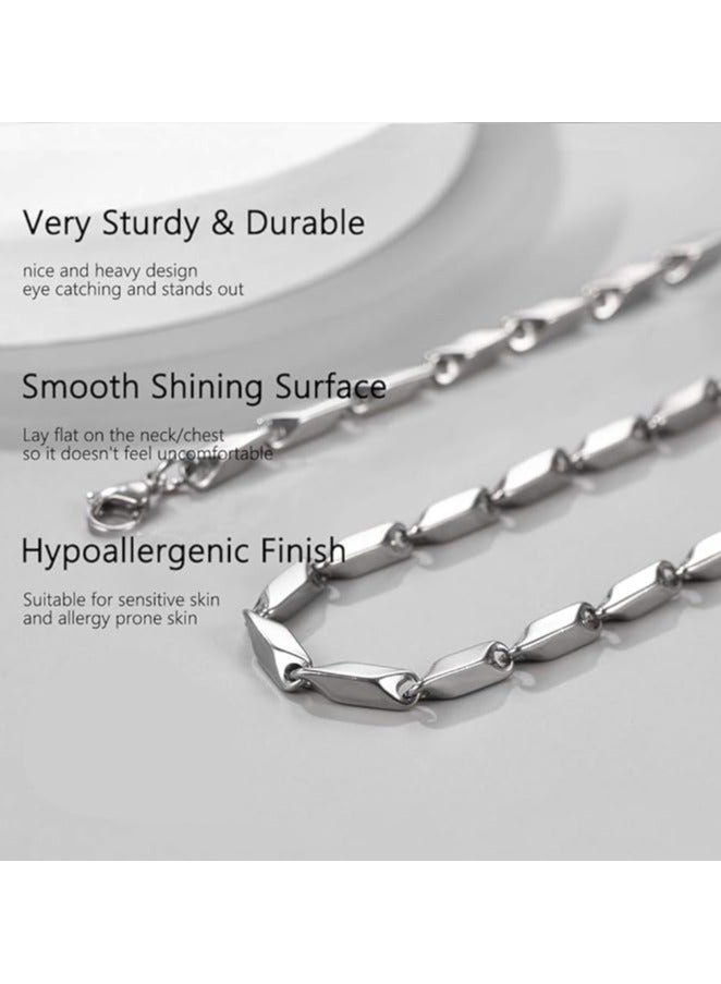 Julia Store Stainless Steel Chains 60 cm Trendy Necklaces Silver Tone Choker Teens Girls Men Women Mens Male Chain Necklace - Image 2