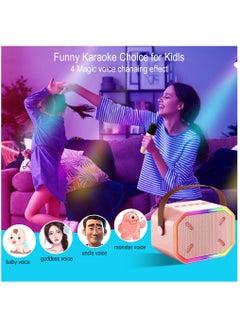 Excefore Portable Karaoke Machine, Bluetooth 5.3,Karaoke Speaker with 2 Wireless Mics, LED Lights, Magic Sound, Large Capacity Battery, Family Home Party Birthday Gift, Kids Gift for Girls Boys, Pink  - Image 4