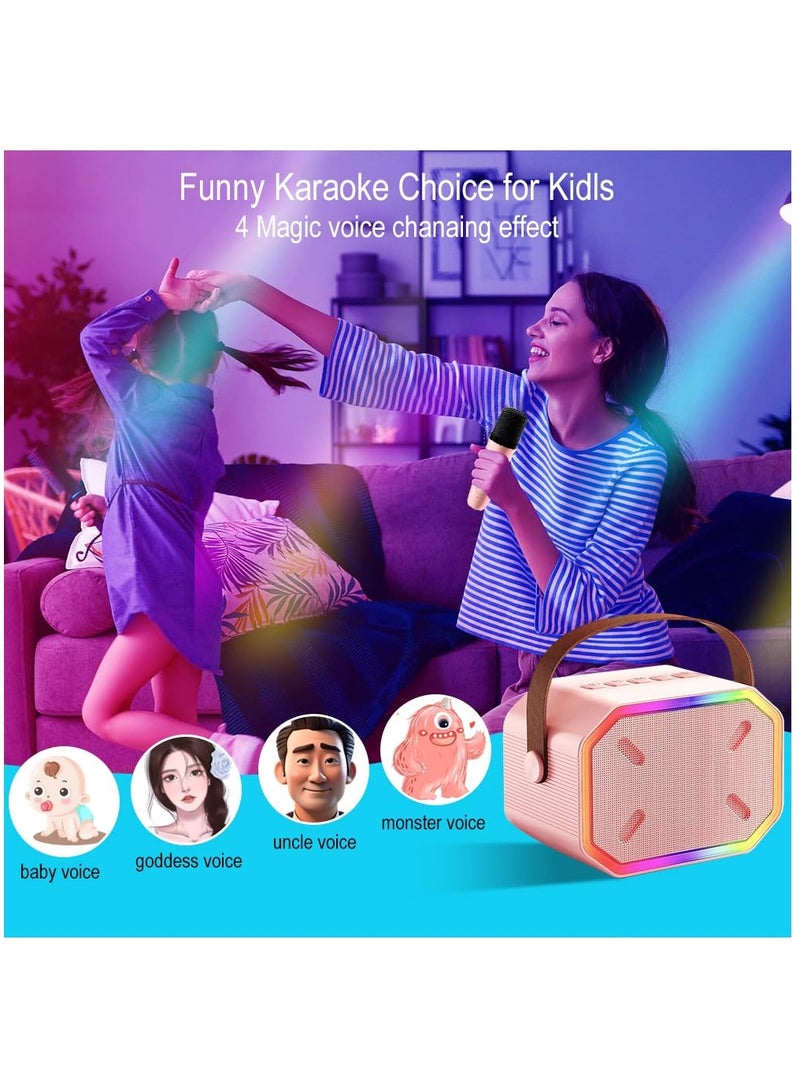 Excefore Portable Karaoke Machine, Bluetooth 5.3,Karaoke Speaker with 2 Wireless Mics, LED Lights, Magic Sound, Large Capacity Battery, Family Home Party Birthday Gift, Kids Gift for Girls Boys, Pink  - Image 4