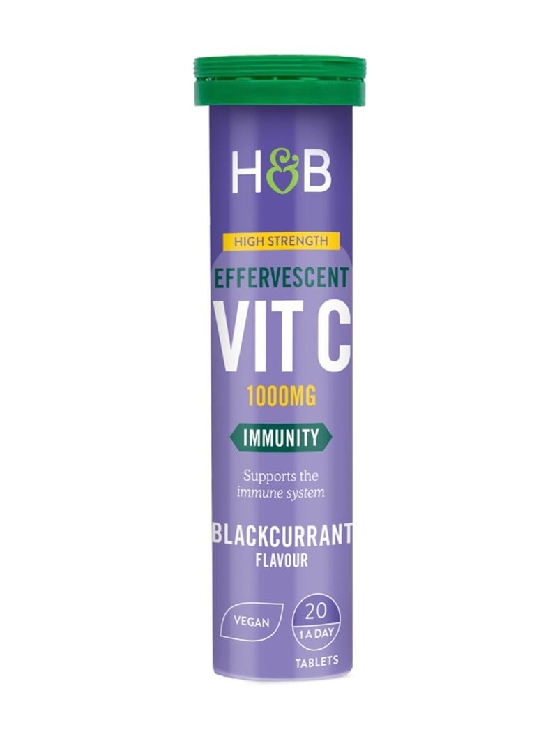 H&B Holland And Barrett Vitamin C Blackcurrent 1000mg 20 Effervescent Tablets 
