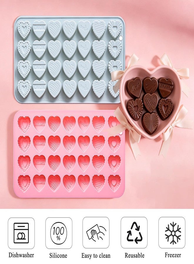 Ceoyiler 2Pcs Heart Silicone Molds, 28-Cavity Premium Heart Chocolate Silicone Molds, Non-Stick Chocolate Molds for Baking, Making Chocolates, Cakes, Candies, and Soaps - Image 2