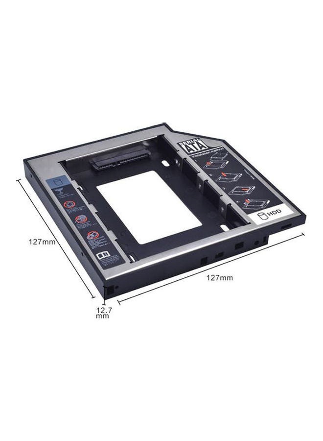 Tishric Universal Aluminum Plastic 2Nd Hdd Ssd Caddy 12.7Mm Sata 3.0 For 2.5 Inch Ssd Case Enclosure Dvd Cd-Rom Optibay Black  - Image 2