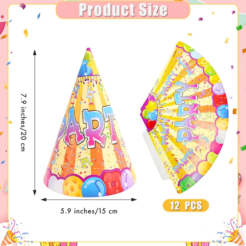CANREVEL 12 PCS Party Hats for Adults, Cone Hat in 12 Designs for Women Men - Image 5
