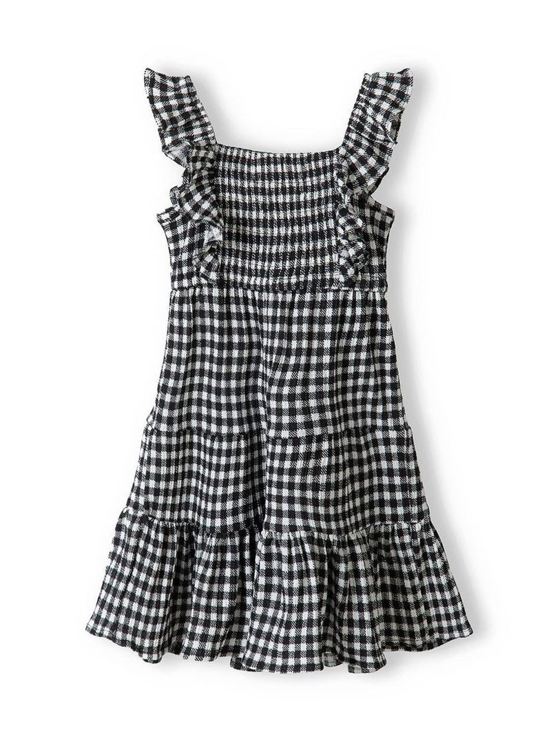 MINOTI Girls dress check tiered black - Image 3