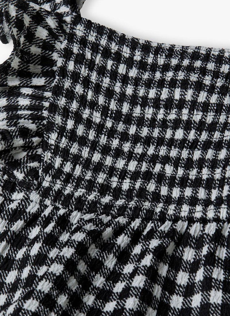 MINOTI Girls dress check tiered black - Image 4