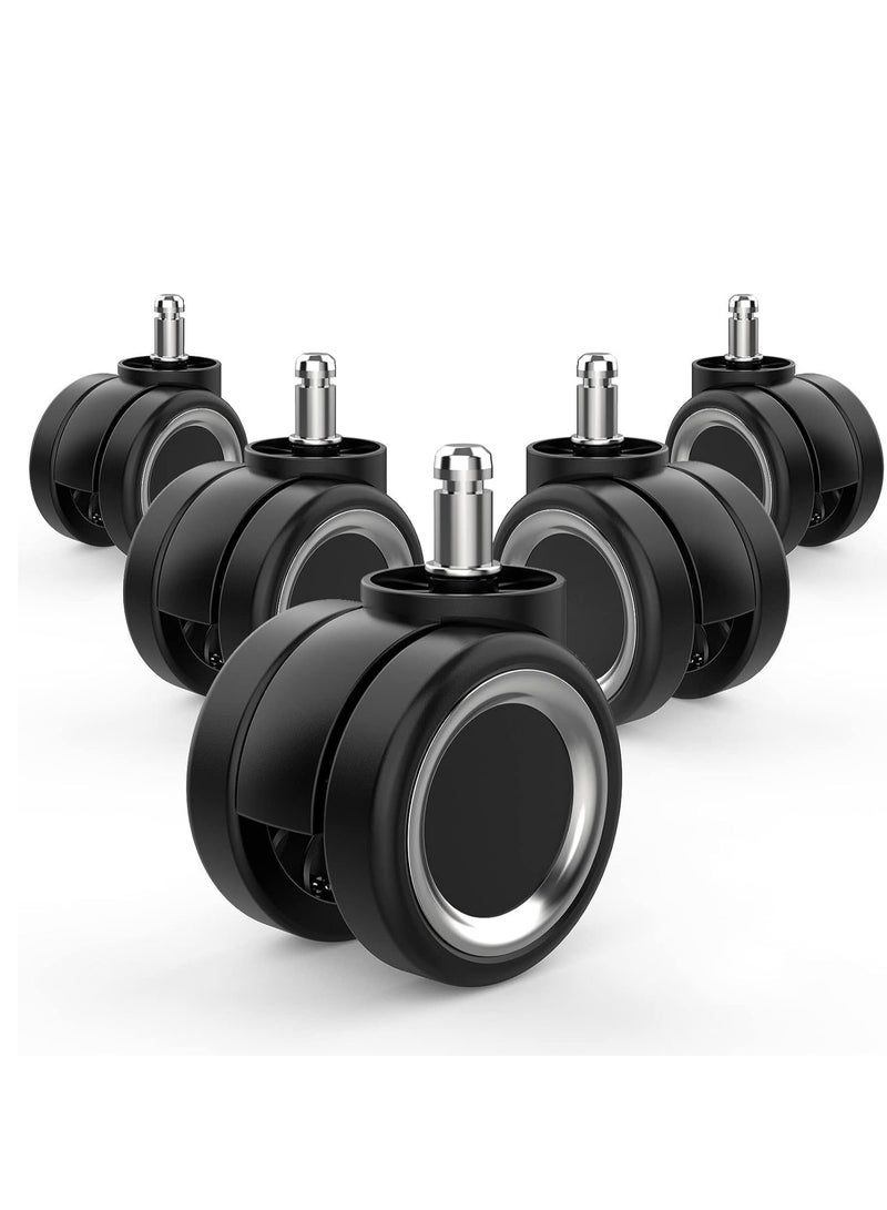 360 Luggage Swivel Wheels Replacement Office Chair Wheel Safe for All Floor, No Mats Needed, Heavy-Duty 1000lbs,Noise Free Smooth Gliding, Universal Fit Casters Set of 5 - Image 1