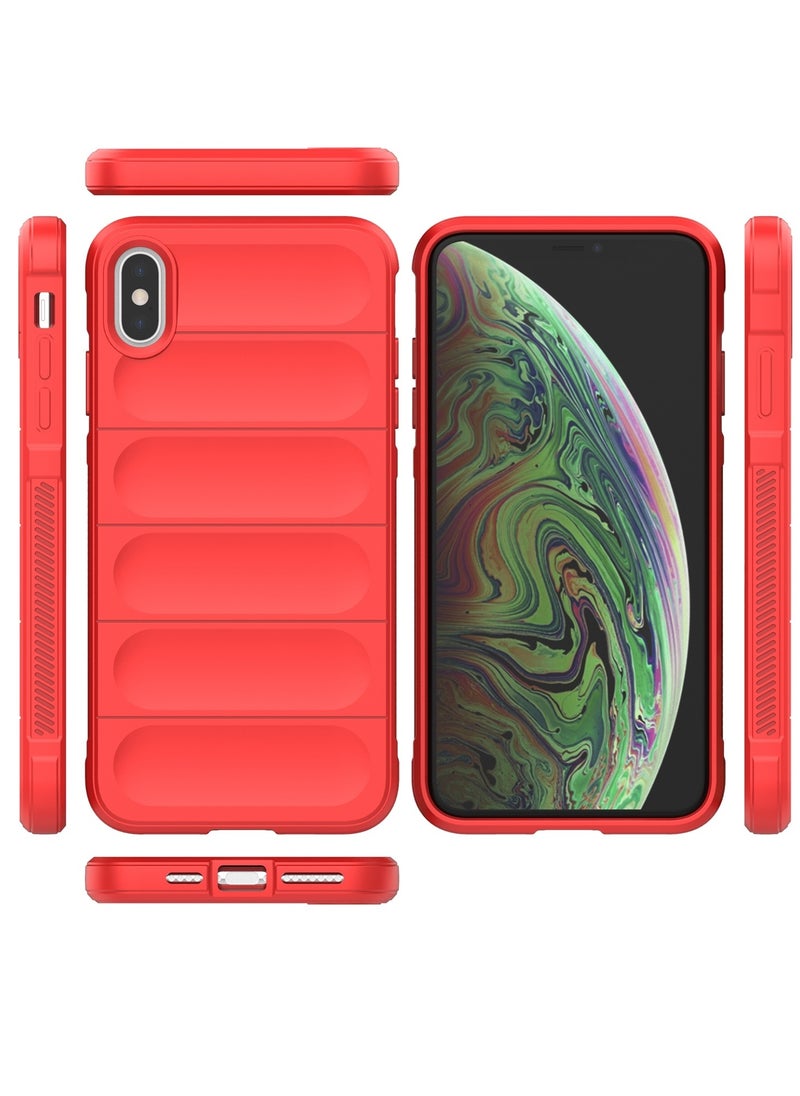 ماركة غير محددة - غطاء خلفي من السيليكون عالي الحماية متوافق مع هاتف Iphone X/Xs Magic Shield مقاوم للصدمات مع حماية للكاميرا (أحمر) - Image 1