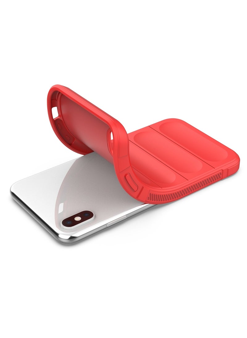 ماركة غير محددة - غطاء خلفي من السيليكون عالي الحماية متوافق مع هاتف Iphone X/Xs Magic Shield مقاوم للصدمات مع حماية للكاميرا (أحمر) - Image 1