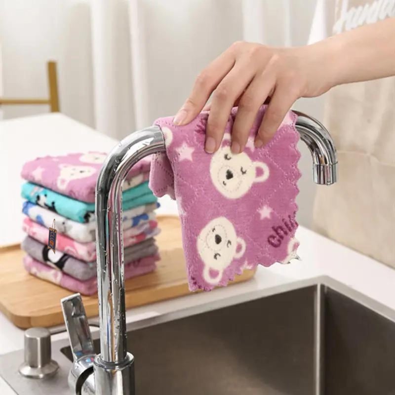 CLUZE Microfiber Cartoon Printed Dish Cleaning Cloth Kitchen Towels Double-Sided Colorful Towel Lint Free Highly Absorbent Multi-Purpose Dust and Dirty Cleaning Supplies (Pack of 4) - Image 5