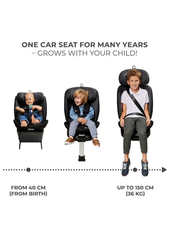 Kinderkraft I-360 i-Size 360° Rotating Convertible Car Seat – Birth to 12 Years - 0-36 kg (40-150 cm) with ISOFIX - Black - Image 4