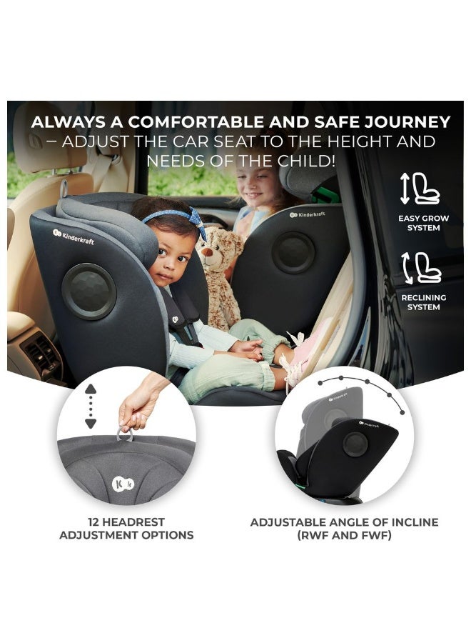 Kinderkraft I-360 i-Size 360° Rotating Convertible Car Seat – Birth to 12 Years - 0-36 kg (40-150 cm) with ISOFIX - Black - Image 2