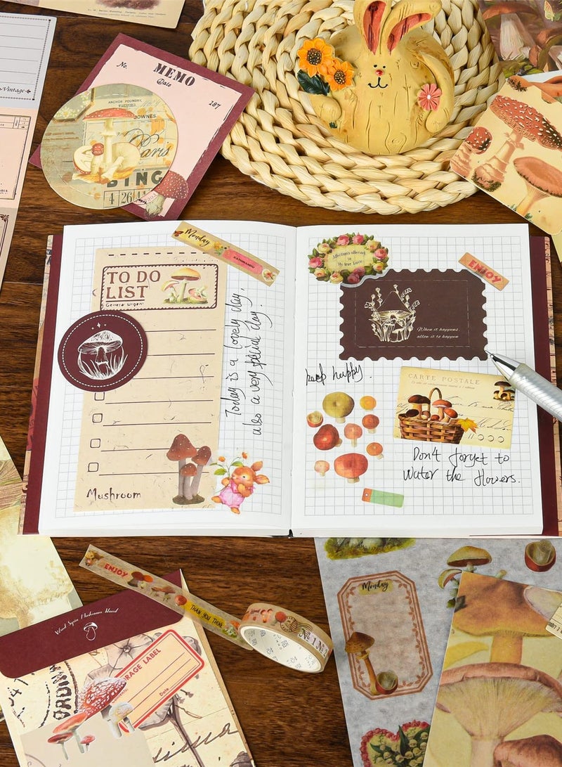 Aesthetic Scrapbook Kit, Bullet Junk Journal Kit with Journaling/Scrapbooking Supplies, Stationery, A6 Grid Notebook with Graph Ruled Pages DIY Scrapbook Gift for Teen Girl Kid (Mushroom Forest)  - Image 3