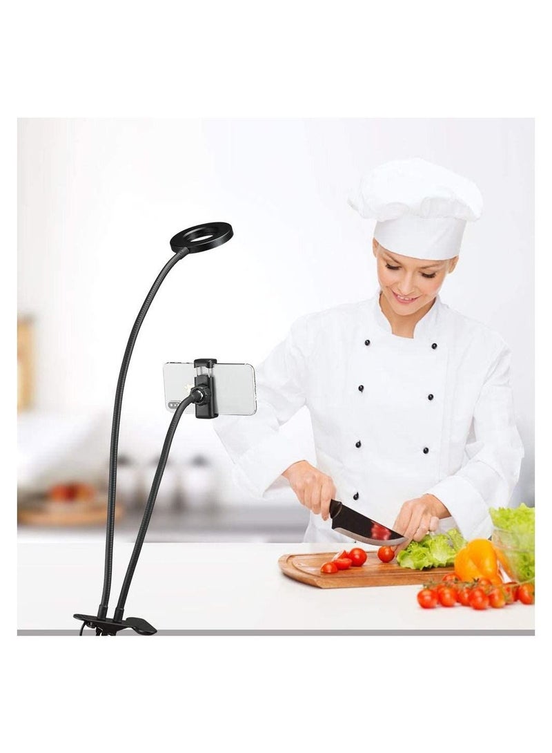 ELTRAZONE Selfie Ring Light with Cell Phone Holder Stand for Live Stream & Makeup,LED Camera Light with Lazy Bracket for Video/Photography, Desk Lamp for Bedroom, Office, Kitchen  - Image 2