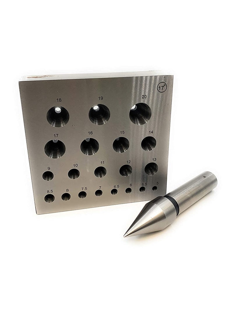 Fozti Fozti Conical Bezel Forming Block Set with Punch Round Shaped to Form Tapered Stones Bezels Prong Setting for Jewellery Making Goldsmith Silversmith Hobby Crafts DIY  - Image 1