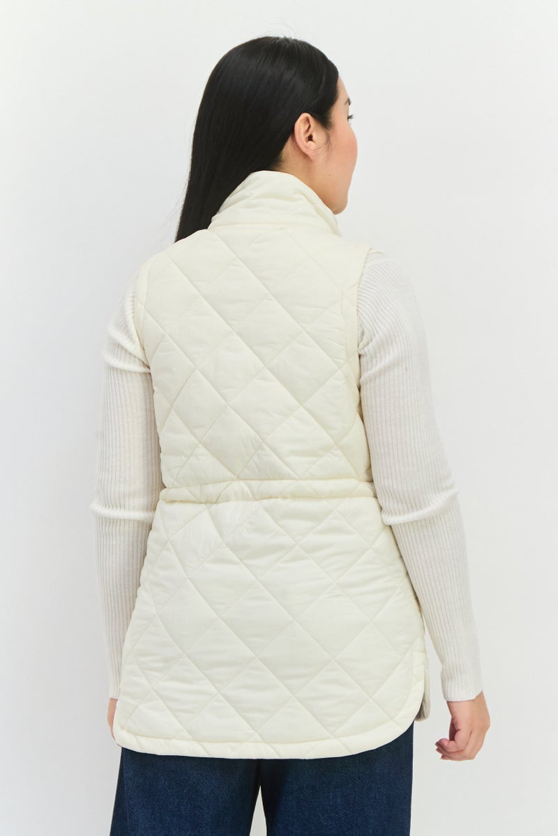 Bearpaw Women Quilted Vest Jacket, Cream - Image 3