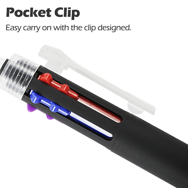 Baile 6 in 1 Multifunctional Ballpoint Pens 5 Colors 0.7 mm Ballpoint Pen and 0.5 mm Mechanical Pencil in One Pen, Pack of 5 - Image 4