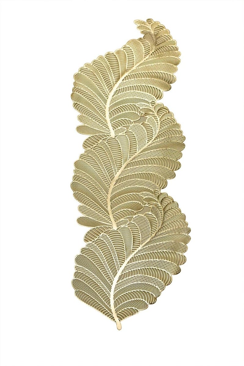 Groki Golden Floral Waterproof PVC Table Runner Elegant Durable Dining Table Dcor 35L x 13W Inches Set of 1 - Image 4