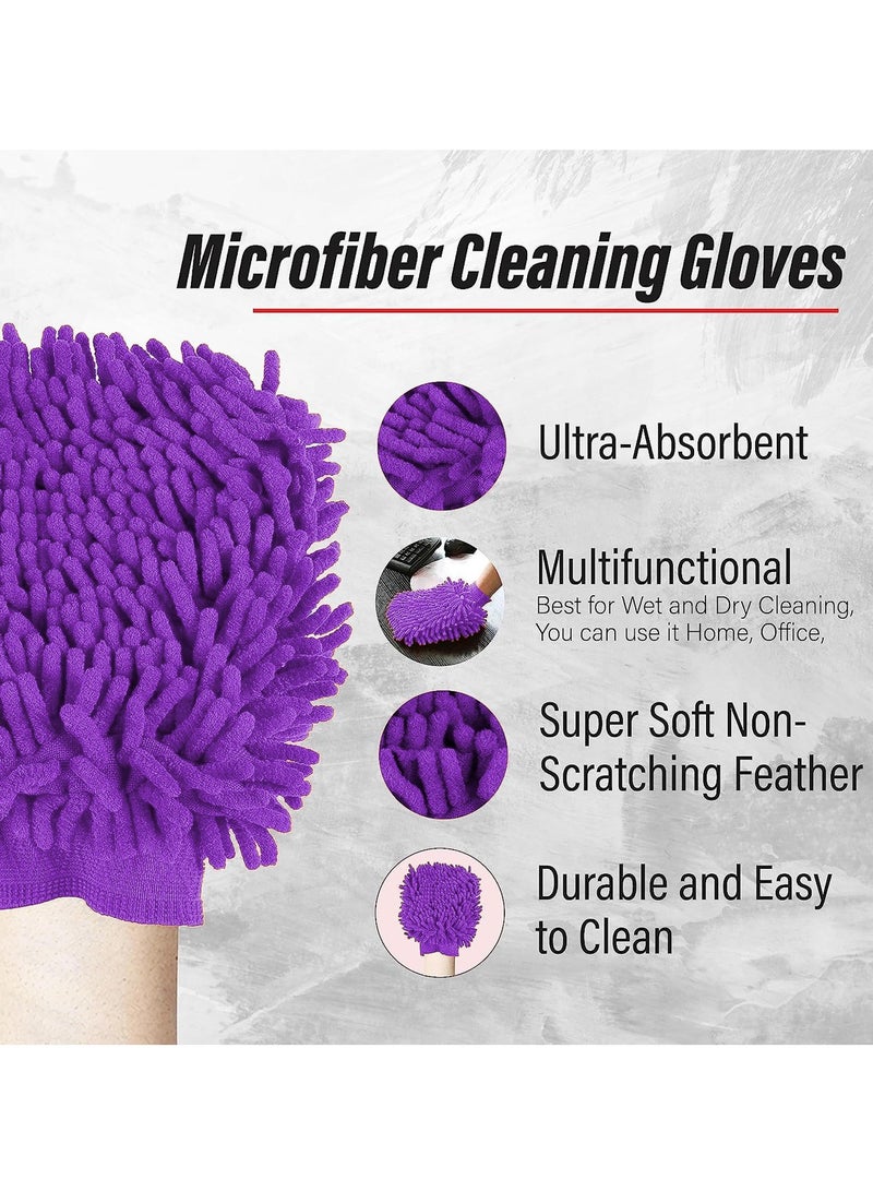 3 اكس ار قفاز تنظيف من الألياف الدقيقة للسيارة والمنزل - فائق النعومة والمتانة وخالي من الوبر - 3XR - بنفسجي - Image 4