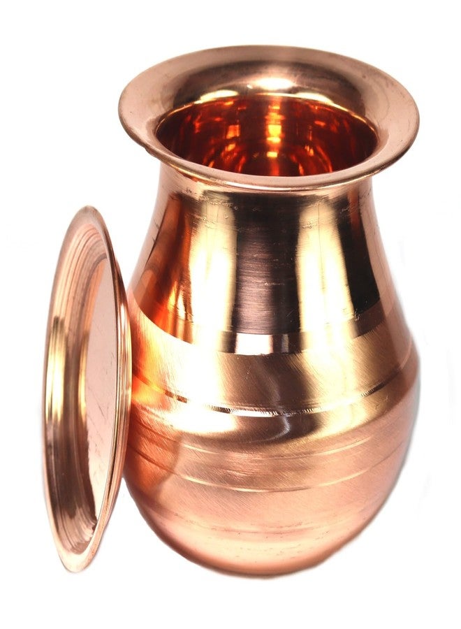 ASHIRWAD Pure Copper Parsi Lota Kalash for Pooja Hindu Prayer Kalash Arti Puja Pot Sizes for New Home | AE000183-08 (1.2 L with Lid) - Image 2