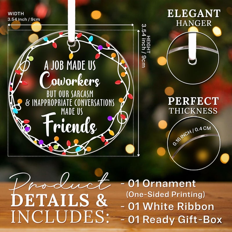 HEXMOZ Coworkers Gifts for Christmas - Coworker Christmas Ornament - Work Besties Work Friends Gifts for Women - White Elephant  Funny Secret Santa Gifts Ideas  Friendship Ornaments for Coworkers 2024 - Image 4