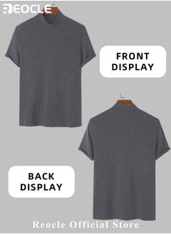 REOCLE Men's T Shirt Short Sleeve Basic Turtleneck Slim Fit Undershirt Pullover Solid Tops Thin Lightweight Tees Sport Shirt  - Image 4