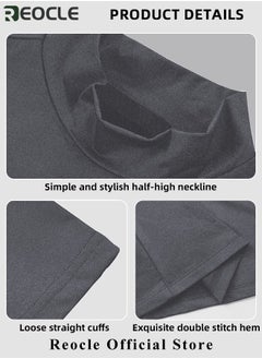 REOCLE Men's T Shirt Short Sleeve Basic Turtleneck Slim Fit Undershirt Pullover Solid Tops Thin Lightweight Tees Sport Shirt  - Image 5