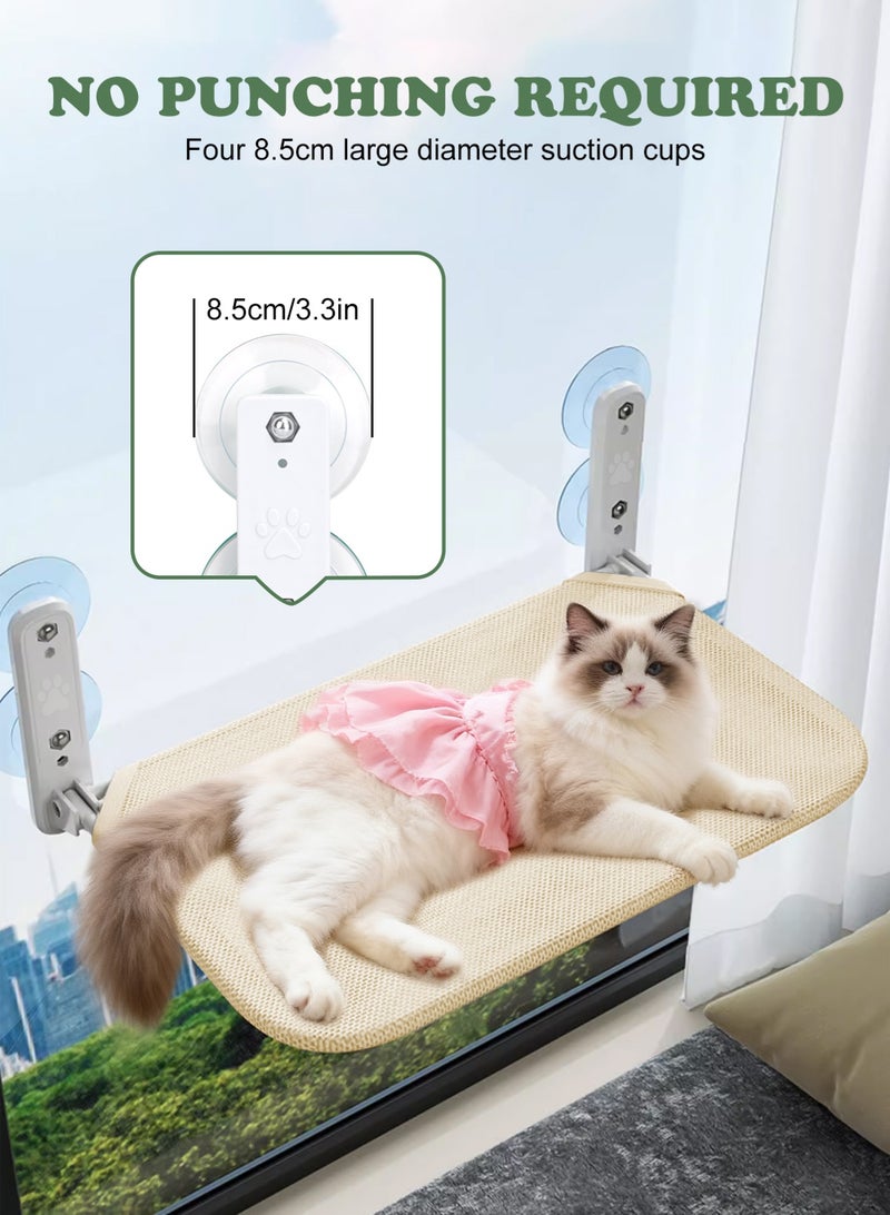 أوربازار أرجوحة قطط قابلة للطي للنافذة - لاسلكية، سرير مبطن مدمج قابل للغسل في الغسالة، إطار معدني قوي - مجثم نافذة للقطط الكبيرة والقطط الصغيرة (لعبة عصا قطط إضافية) - Image 4